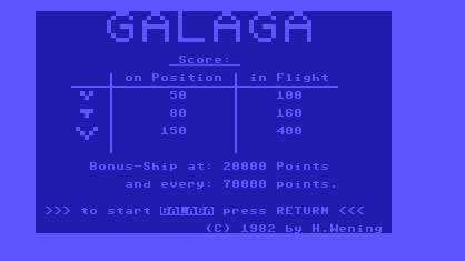 GALAGA Title Screen