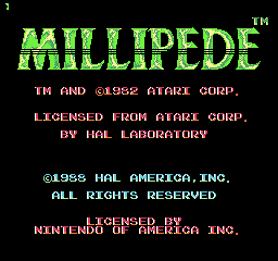 Millipede Title Screen